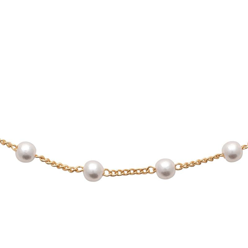 Kette mit weißen Perlen  vergoldet - Halskette für Damen | Shop Nory