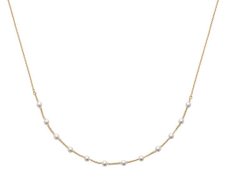 Kette mit weißen Perlen  vergoldet - Halskette für Damen | Shop Nory