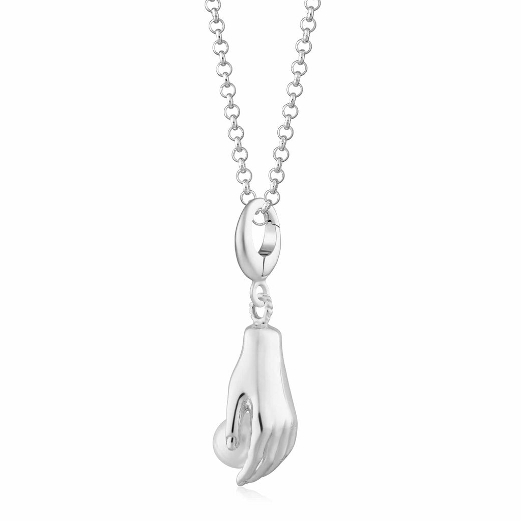 Silberne Hand- und Perlenanhänger-Halskette | Shop Nory