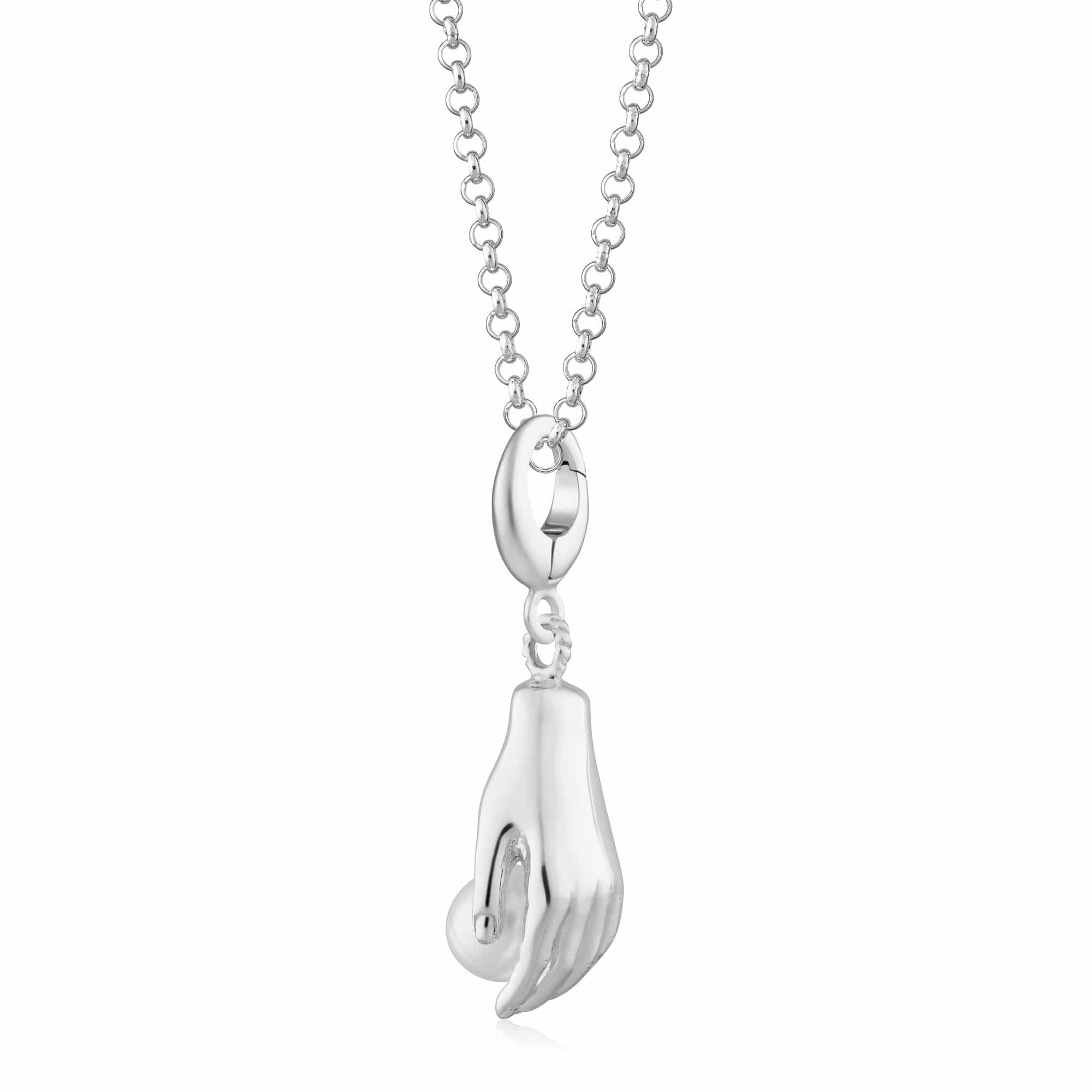 Silberne Hand- und Perlenanhänger-Halskette | Shop Nory