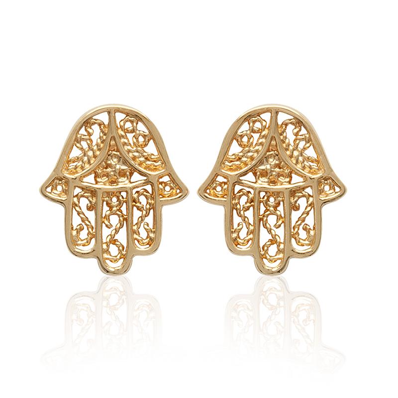 Hamsa Ohrstecker vergoldet - Hand der Fatima Ohrringe | Shop Nory