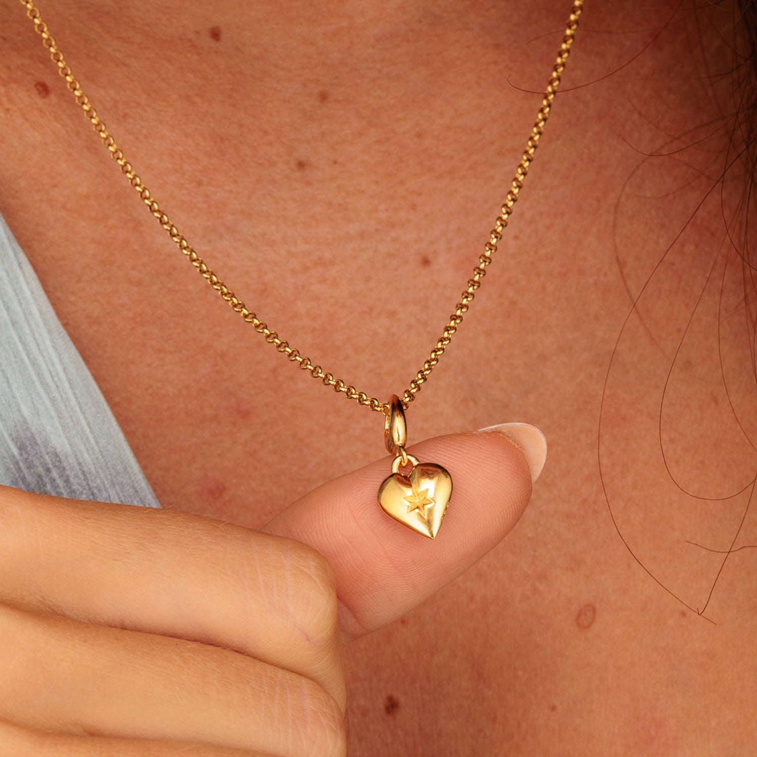 Gold Star Herz Charm Halskette | Shop Nory