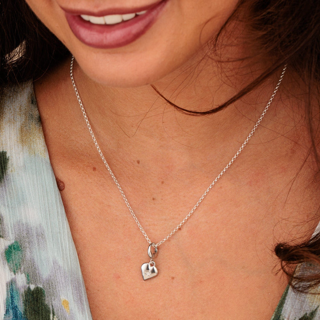 Silberner Stern Herz Charm Halskette | Shop Nory