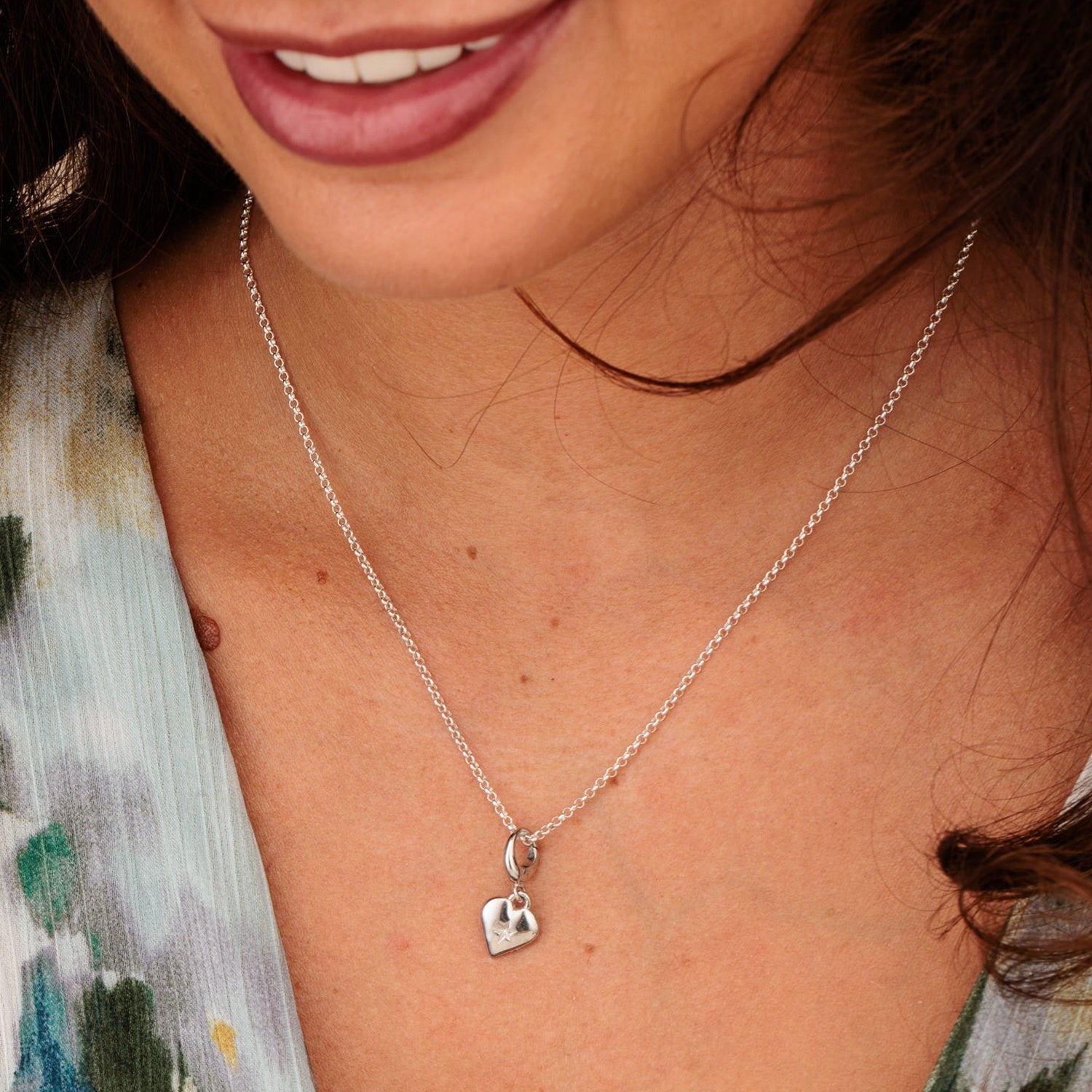 Silberner Stern Herz Charm Halskette | Shop Nory