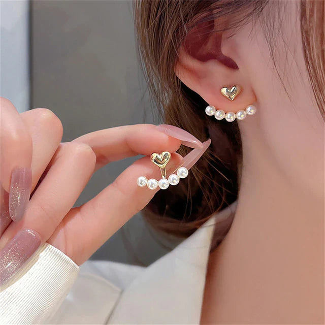 Herz Perle Süßes Blumen Strass Stecker Ohrringe | Shop Nory