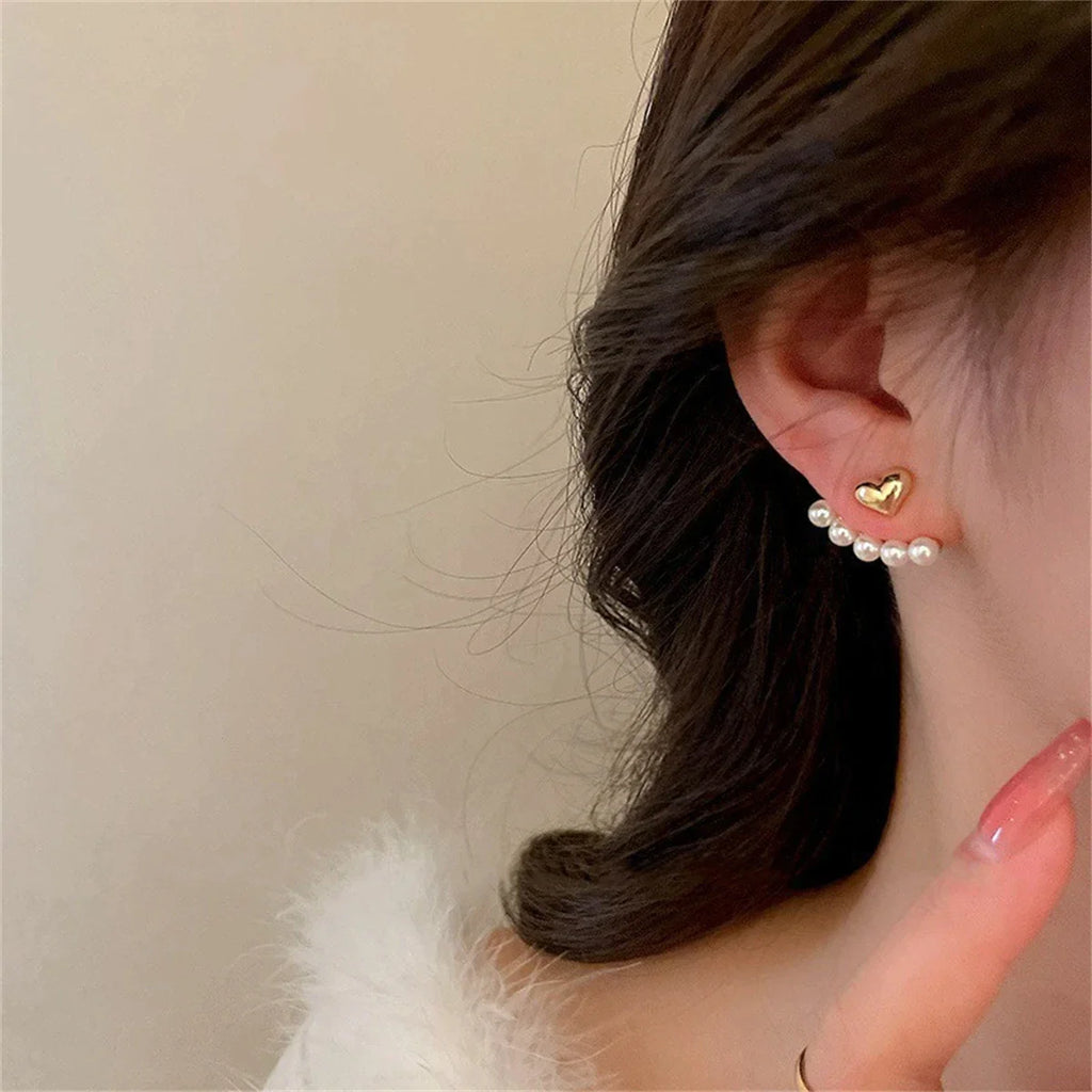 Herz Perle Süßes Blumen Strass Stecker Ohrringe | Shop Nory
