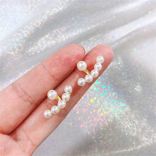 Herz Perle Süßes Blumen Strass Stecker Ohrringe | Shop Nory