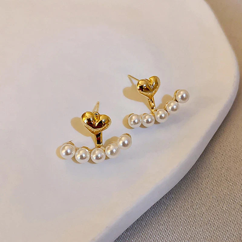 Herz Perle Süßes Blumen Strass Stecker Ohrringe | Shop Nory