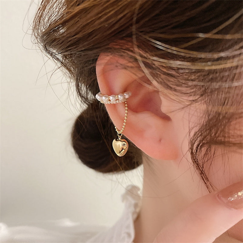 Herz Anhänger Perle Clip Ohrringe | Shop Nory