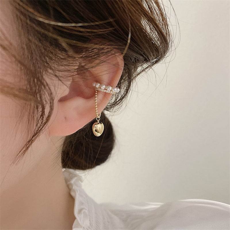 Herz Anhänger Perle Clip Ohrringe | Shop Nory