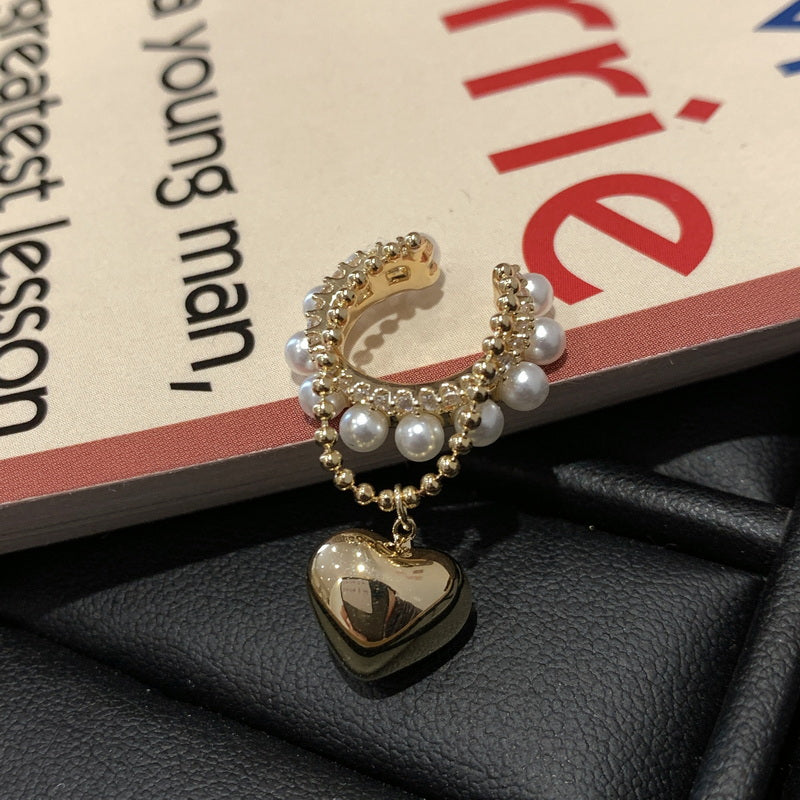Herz Anhänger Perle Clip Ohrringe | Shop Nory