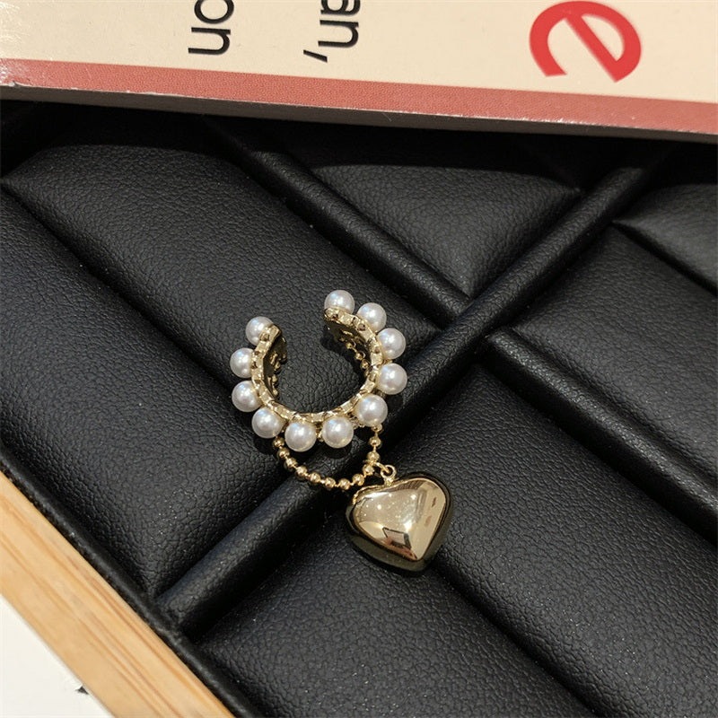 Herz Anhänger Perle Clip Ohrringe | Shop Nory