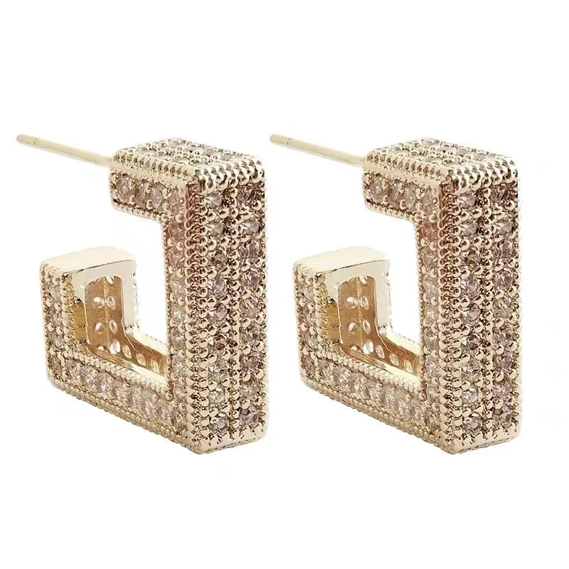 Geometrische quadratische Zirkon Ohrringe mit Anhänger | Shop Nory