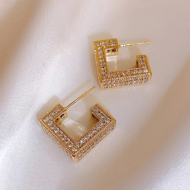 Geometrische quadratische Zirkon Ohrringe mit Anhänger | Shop Nory