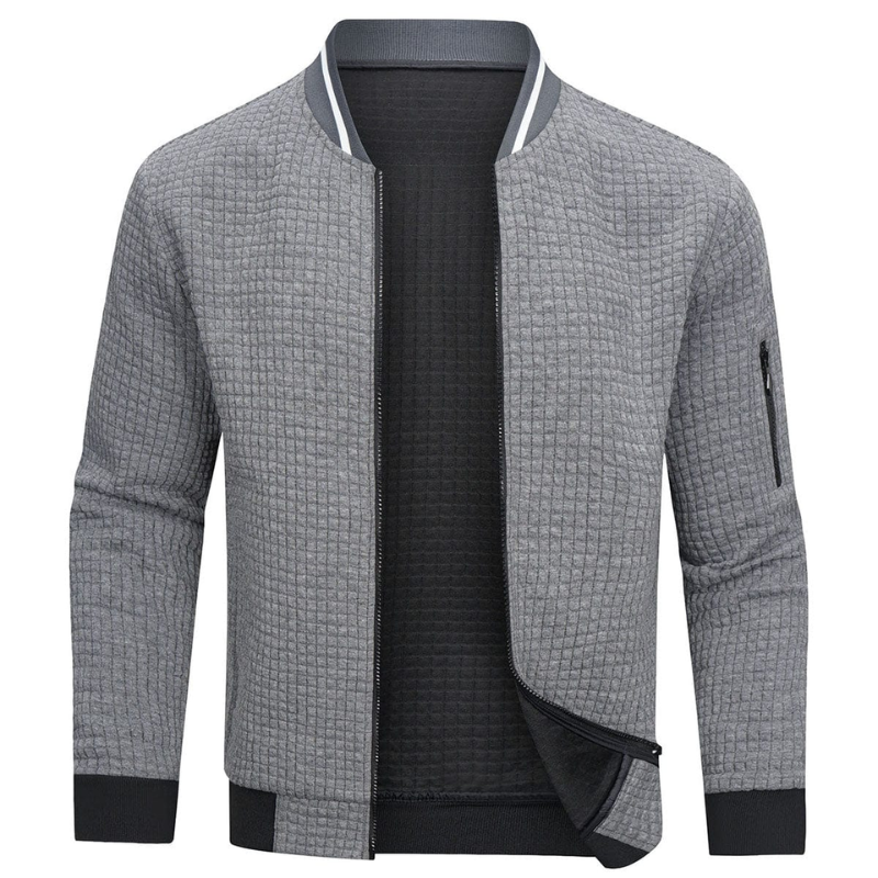 Shopnory | Herren Grau Strickjacke mit Reißverschluss