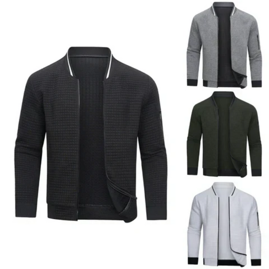 Shopnory | Herren Grau Strickjacke mit Reißverschluss