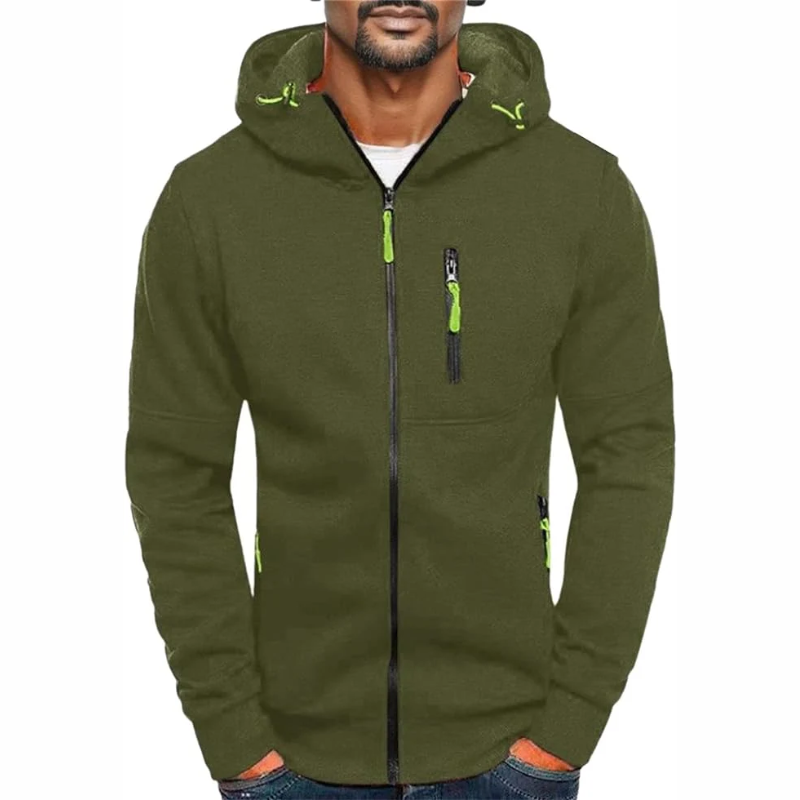 Herren Kapuzenpulli mit Reißverschluss Schwarz Kapuzenpullover