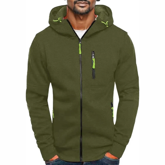 Herren Kapuzenpulli mit Reißverschluss Schwarz Kapuzenpullover