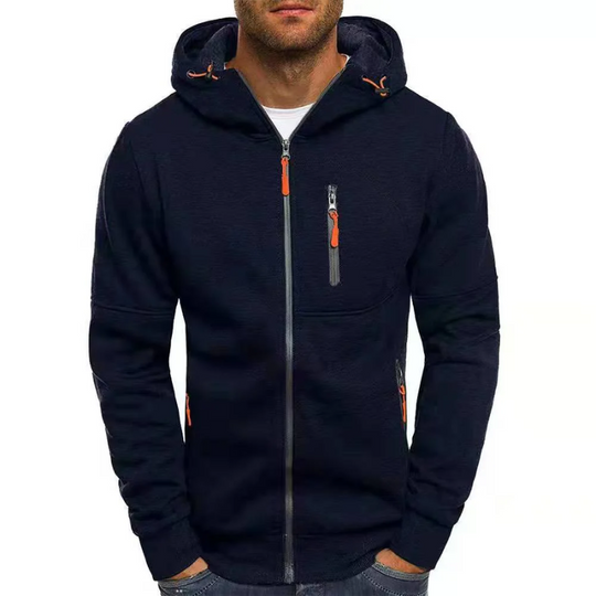 Herren Kapuzenpulli mit Reißverschluss Schwarz Kapuzenpullover