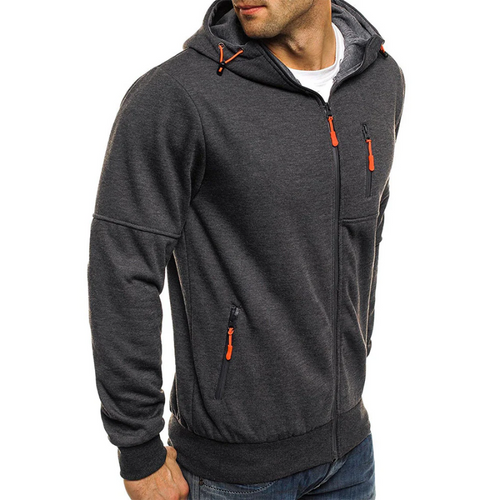Herren Kapuzenpulli mit Reißverschluss Schwarz Kapuzenpullover