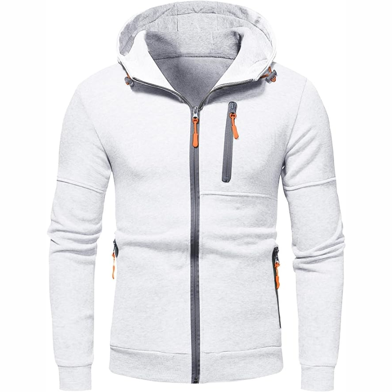 Herren Kapuzenpulli mit Reißverschluss Schwarz Kapuzenpullover