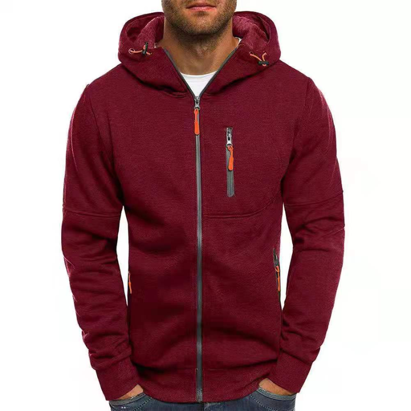 Herren Kapuzenpulli mit Reißverschluss Schwarz Kapuzenpullover