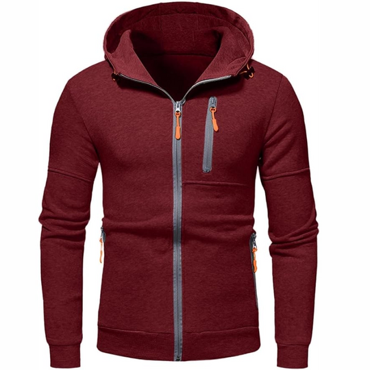 Herren Kapuzenpulli mit Reißverschluss Schwarz Kapuzenpullover