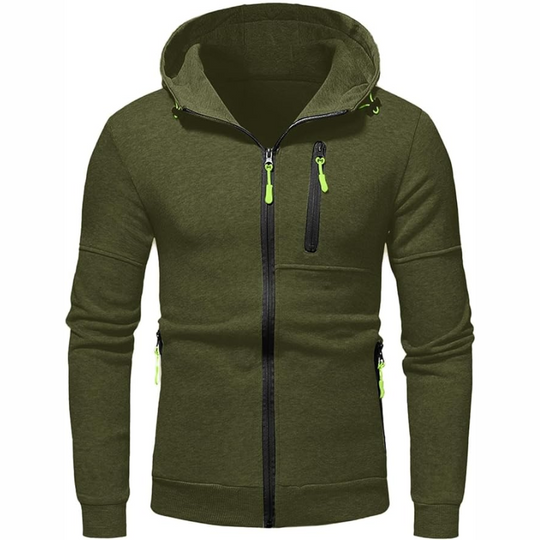 Herren Kapuzenpulli mit Reißverschluss Schwarz Kapuzenpullover