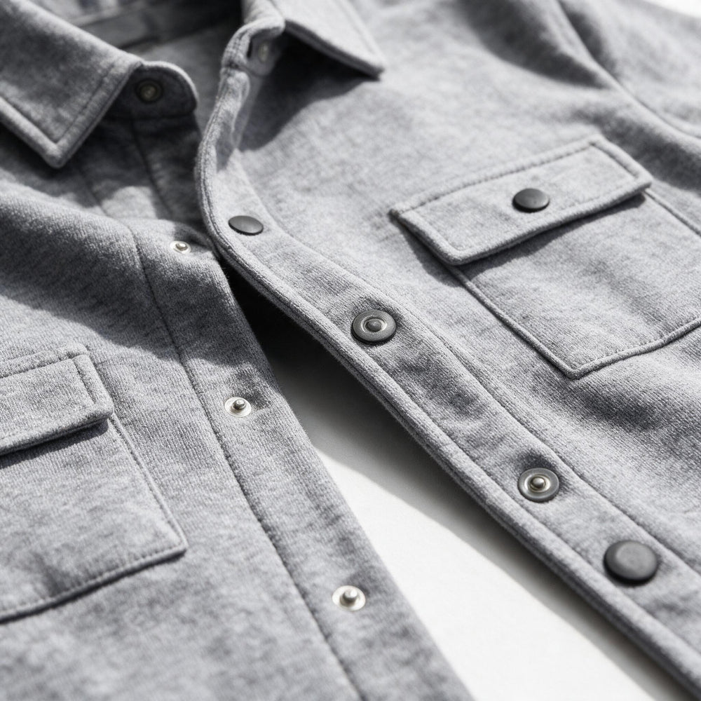 Shop Nory Herren Overshirt-Jacke: Detail der Druckknopfleiste