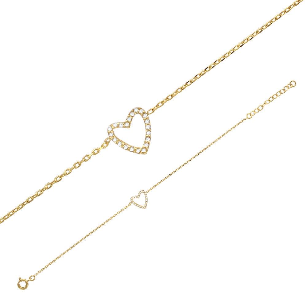 Armreif offenes Herz mit Zirkonia 16K vergoldet | Shop Nory