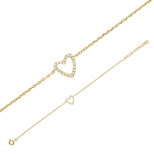 Armreif offenes Herz mit Zirkonia 16K vergoldet | Shop Nory