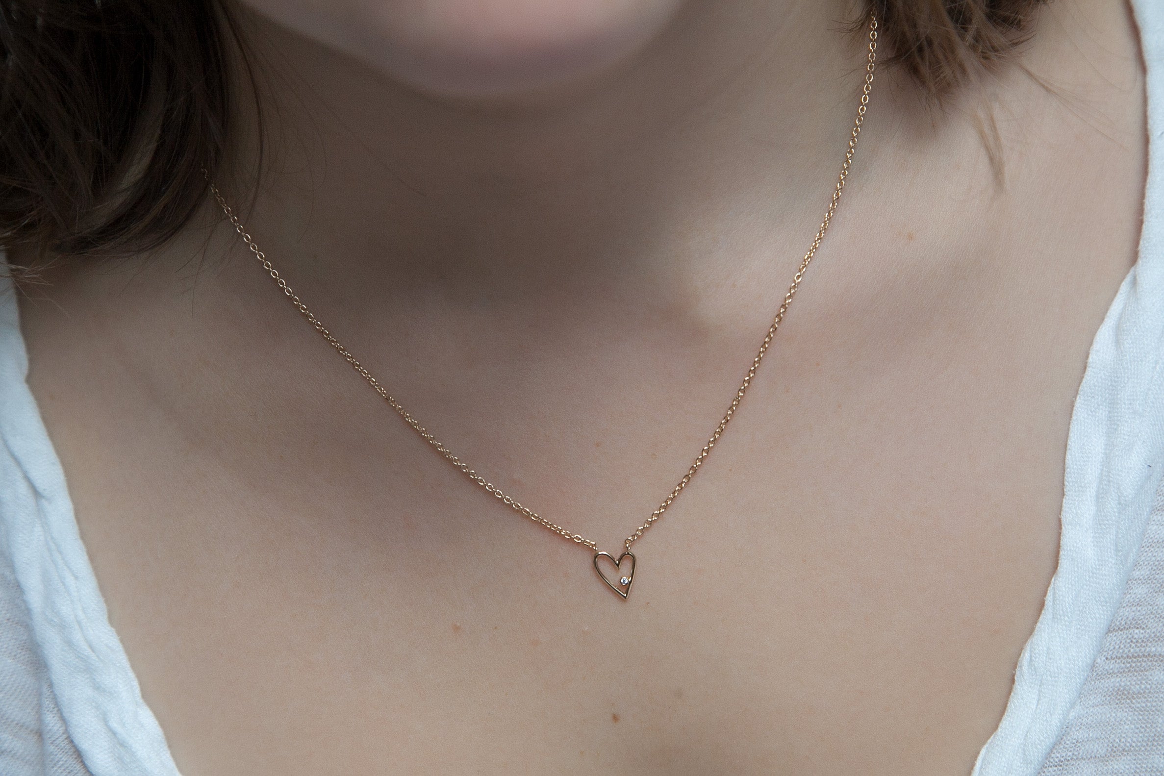 Halskette mit Herz-Anhänger und Zirkonia - Herzkette für Damen vergoldet | Shop Nory