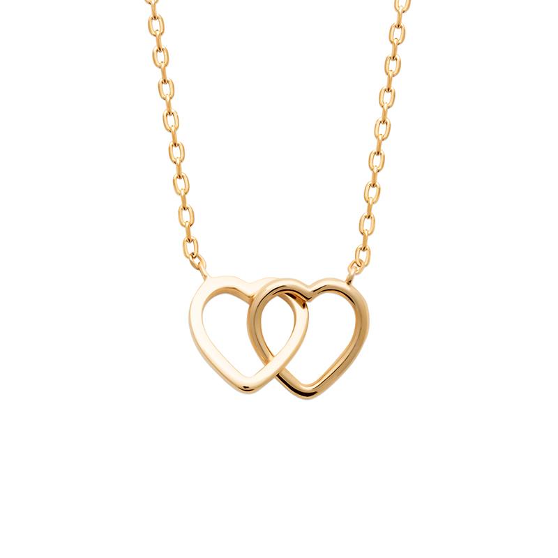 Kette 2 Herzen Vergoldet - Herzenskette für Damen | Shop Nory