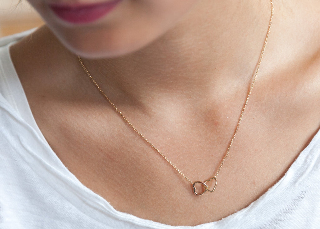 Kette 2 Herzen Vergoldet - Herzenskette für Damen | Shop Nory