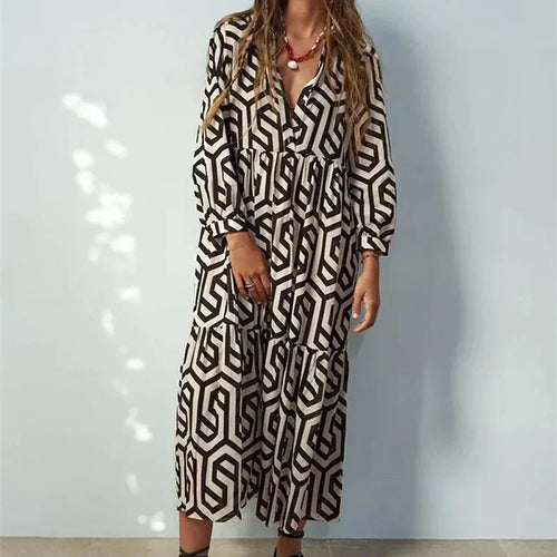 Langärmliges Kleid Mit Geometrischem Muster