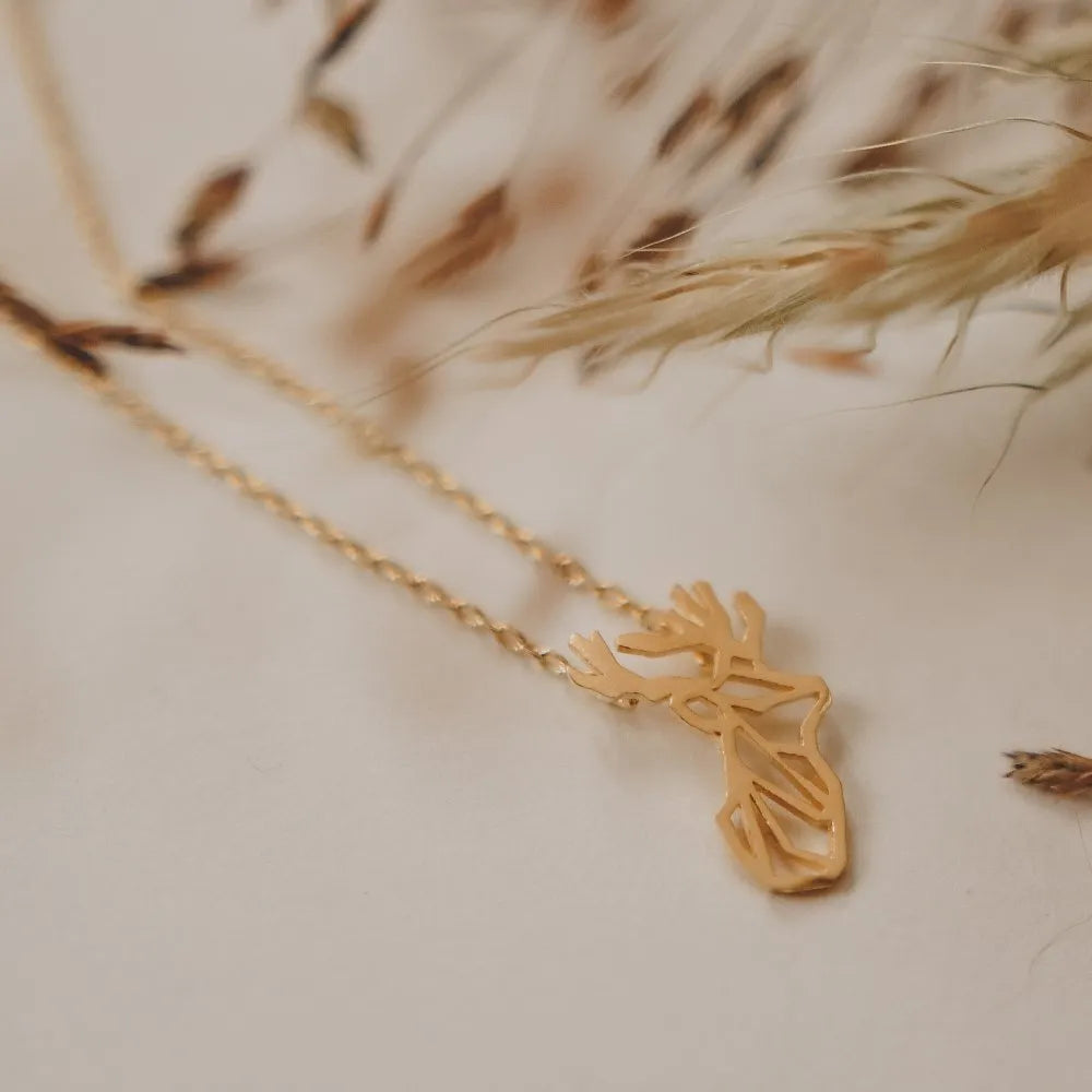 Origami Hirschkopf Kette goldfarben | Shop Nory