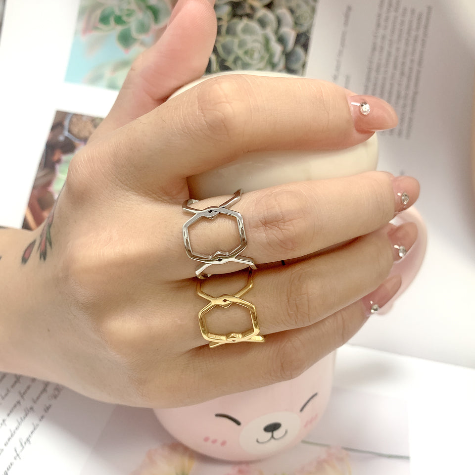 Hollow Temperament Metall Textur Ring | Shop Nory