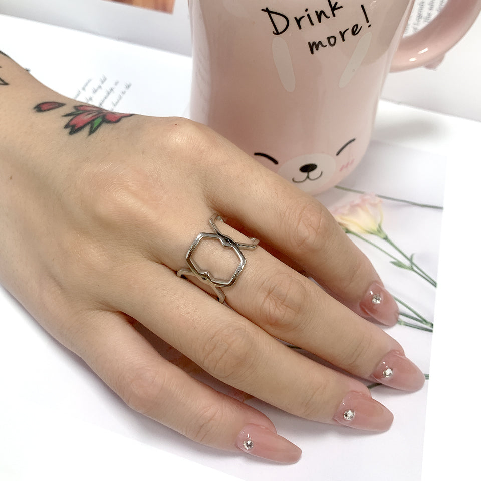 Hollow Temperament Metall Textur Ring | Shop Nory