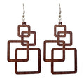 Quadratische Tropfenohrringe aus Holz | Shop Nory