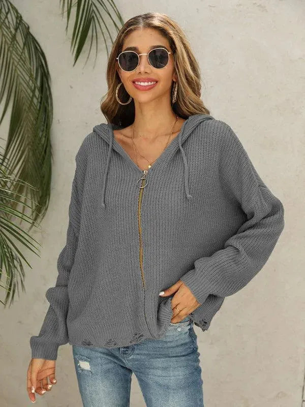 Hole Frauen Strickjacke Pullover