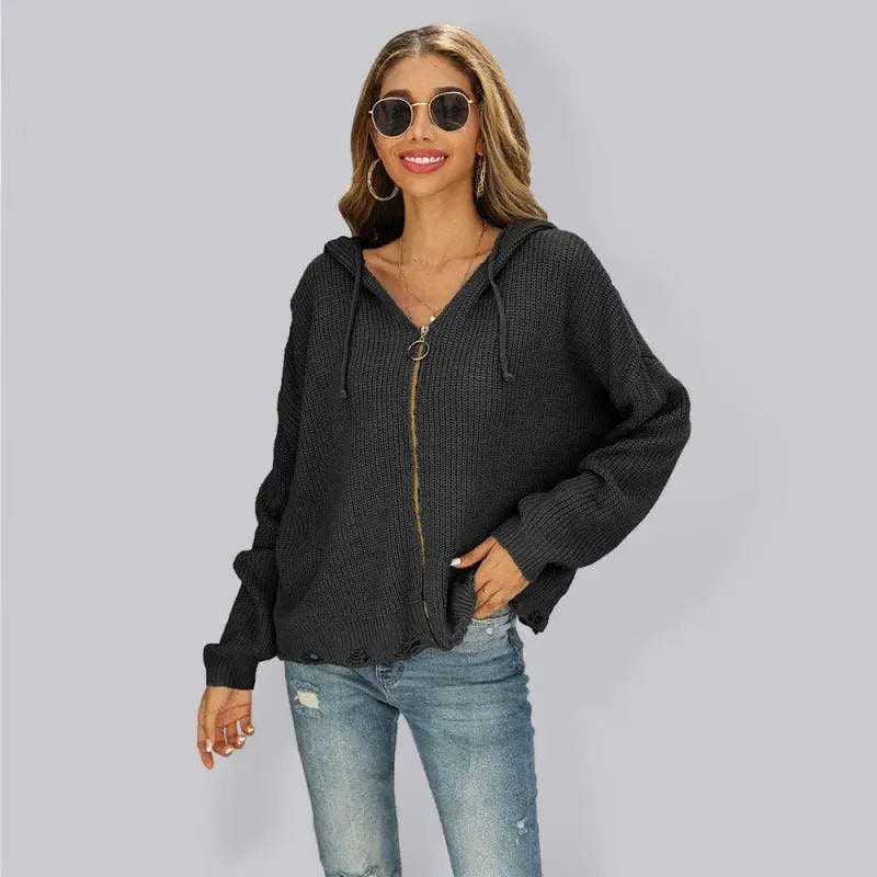 Hole Frauen Strickjacke Pullover