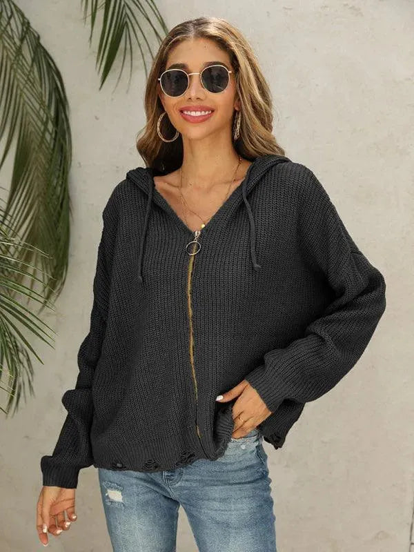 Hole Frauen Strickjacke Pullover