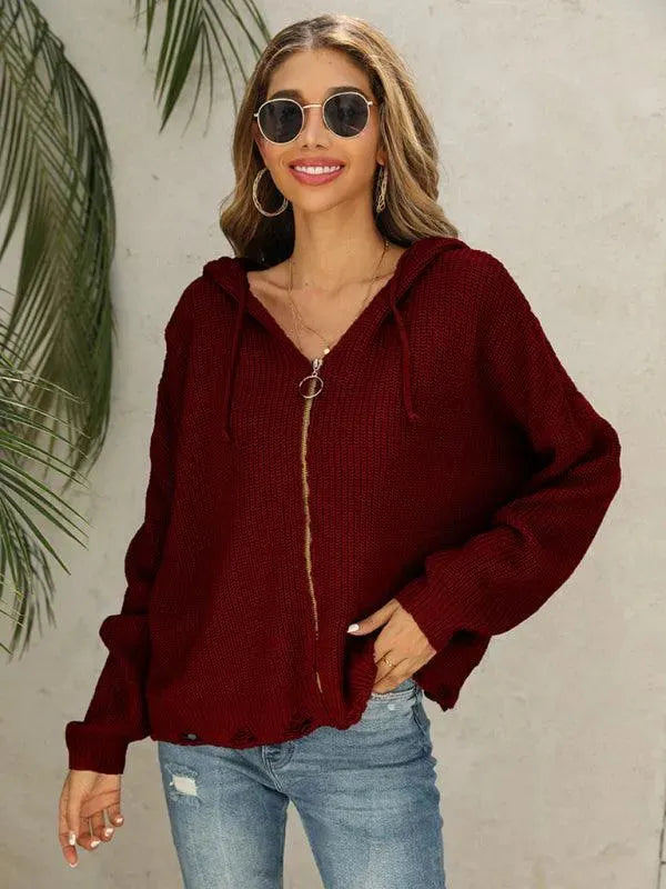 Hole Frauen Strickjacke Pullover