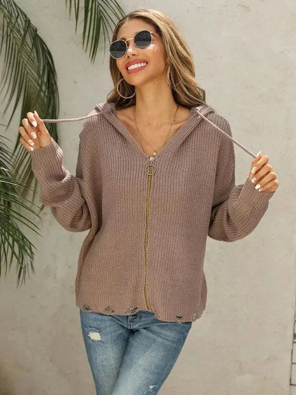 Hole Frauen Strickjacke Pullover