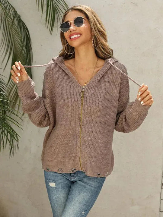 Hole Frauen Strickjacke Pullover