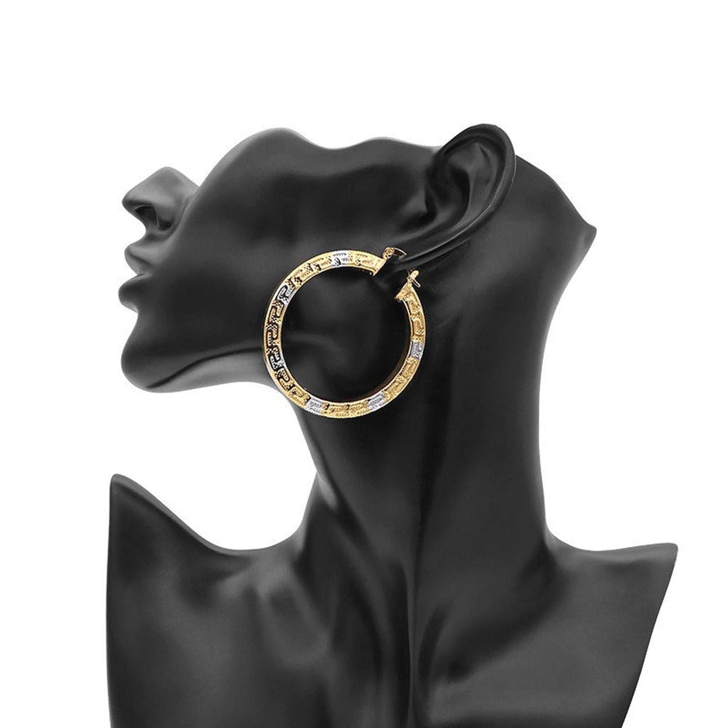 Damen Big 18K Zwei-Ton Neueste Große Mauer Kreis Ohrringe | Shop Nory
