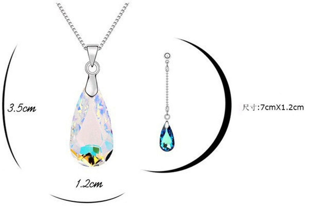 Tropfenförmige Kristallhalskette Anhänger & Ohrring Sets | Shop Nory