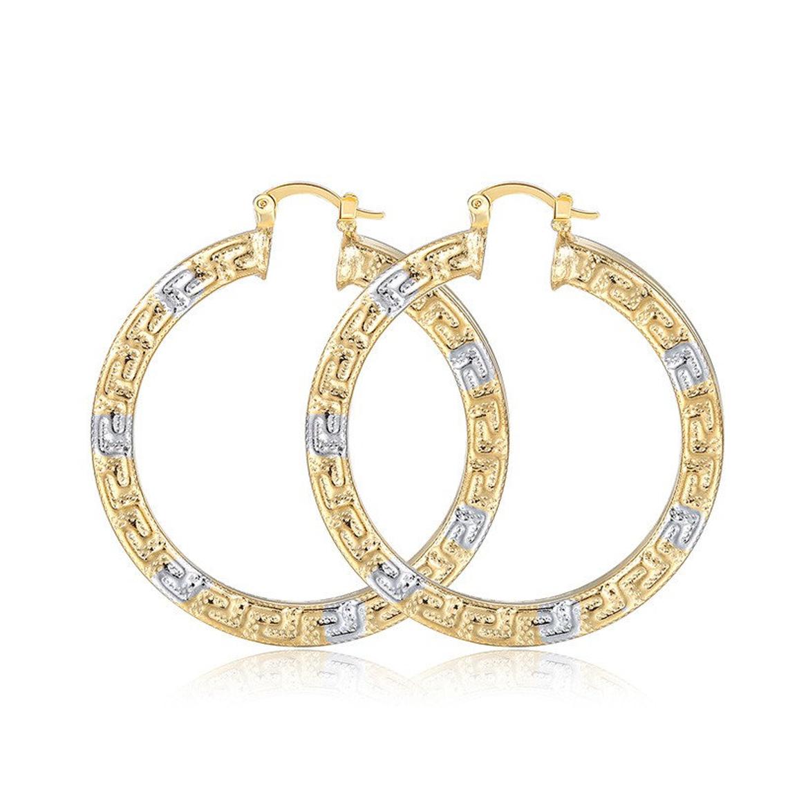 Damen Big 18K Zwei-Ton Neueste Große Mauer Kreis Ohrringe | Shop Nory