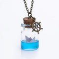 Unisex Meerwasser Papierboot Driftglas Wunschflasche Anhänger & Anker Halskette | Shop Nory