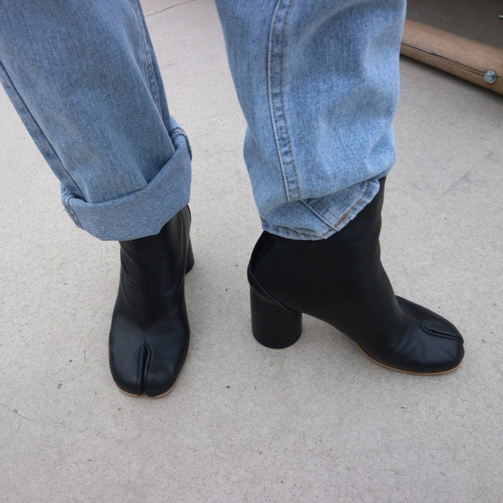 Damen Tabi Stiefeletten mit geteilter Zehe & Gummisohle
